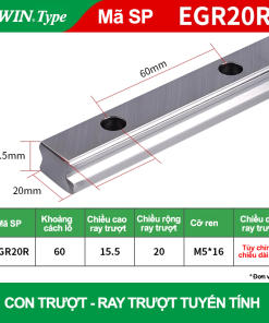 Ray trượt vuông tiêu chuẩn EGR20