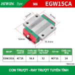 Con trượt vuông tiêu chuẩn EGW15CA (Bi trượt vuông Hiwin type)