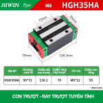Con trượt vuông thân dài HGH35HA (Bi trượt vuông – Hiwin type)