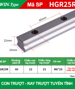 Ray trượt vuông tiêu chuẩn HGR25