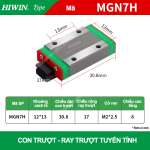 Con trượt vuông mini thân dài MGN7H (Bi trượt mini – Hiwin type)