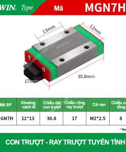 Con trượt vuông mini thân dài MGN7H (Bi trượt mini - Hiwin type)