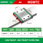 Con trượt vuông mini bản rộng MGW7C (Bi trượt vuông – Hiwin type)