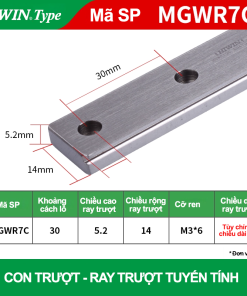 Ray trượt vuông mini ray rộng MGWR7R (Hiwin type)