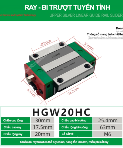 Con trượt vuông bản rộng HGW20HC (Bi trượt vuông - Hiwin type)