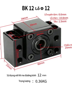 Gối đỡ trục vít me BK12