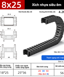 Xích nhựa cầu siêu êm (tĩnh âm) XN18x25 TA ( Kích thước trong 18x25mm )