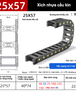 Xích nhựa cầu nắp hở XN25x57 CA ( Kích thước trong 25x57mm )