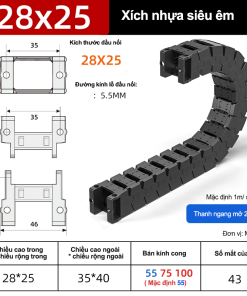 Xích nhựa cầu siêu êm (tĩnh âm) XN28x25 TA ( Kích thước trong 28x25mm )