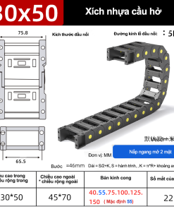 Xích nhựa cầu nắp hở XN30x50 CA NH ( Kích thước trong 30x50mm )