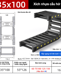 Xích nhựa cầu nắp hở XN35x100 CA NH ( Kích thước trong 35x100mm )