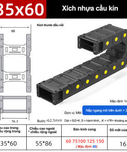 Xích nhựa cầu nắp kín XN35x60 CA NK ( Kích thước trong 35x60mm )