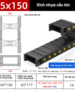 Xích nhựa cầu nắp kín XN45x150 CA NK ( Kích thước trong 45x150mm )