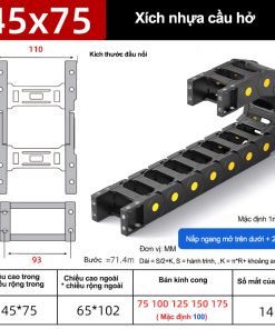 Xích nhựa cầu nắp hở XN45x75 CA NH ( Kích thước trong 45x75mm )