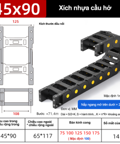 Xích nhựa cầu nắp hở XN45x90 CA NH ( Kích thước trong 45x90mm )