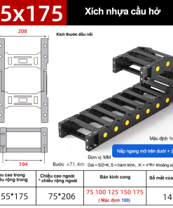 Xích nhựa cầu nắp hở XN55x175 CA NH ( Kích thước trong 55x175mm )