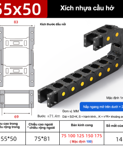 Xích nhựa cầu nắp hở XN55x50 CA NH ( Kích thước trong 55x50mm )