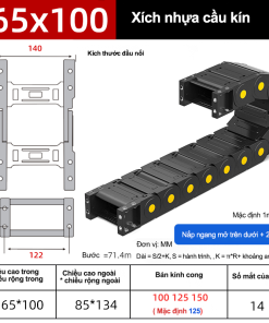 Xích nhựa cầu nắp kín XN65x100 CA NK ( Kích thước trong 62x10mm )