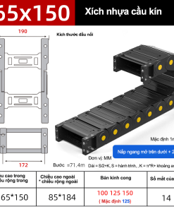 Xích nhựa cầu nắp kín XN65x150 CA NK ( Kích thước trong 65x150mm )