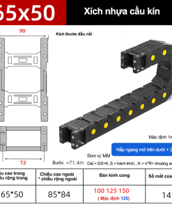Xích nhựa cầu nắp kín XN65x50 CA NK ( Kích thước trong 65x50mm )