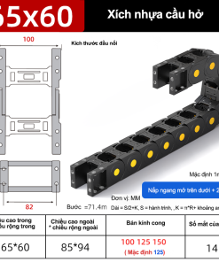 Xích nhựa cầu nắp hở XN65x60 CA NH ( Kích thước trong 65x60mm )