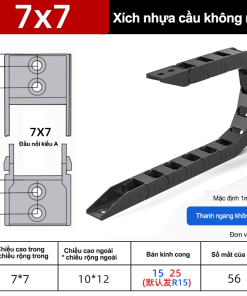 Xích nhựa cầu nắp hở XN7x10 NH ( Kích thước trong 7x10 mm )