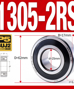 Vòng bi - bạc đạn tự lựa 1305-2RS  (Phớt cao su - 25*62*17 mm)