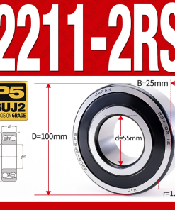 Vòng bi - bạc đạn tự lựa 2211-2RS  (Phớt cao su - 55*100*25 mm)