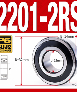 Vòng bi - bạc đạn tự lựa 2201-2RS  (Phớt cao su - 12*32*14 mm)