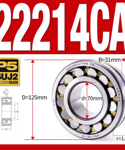 Vòng bi cà na tự lựa 2 dãy - bạc đạn cà na 22214CA/W33 (Có rãnh bôi trơn - lồng cách bi Đồng - kt 70*125*31 mm)
