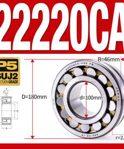 Vòng bi cà na tự lựa 2 dãy - bạc đạn cà na 22220CA/W33 (Có rãnh bôi trơn - lồng cách bi Đồng - kt 00*180*46 mm)