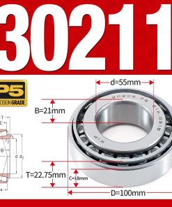 Vòng bi côn 1 dãy bi - bạc đạn bánh xe 30211  (Kích thước -  55*100*22,75 mm)