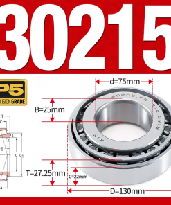 Vòng bi côn 1 dãy bi - bạc đạn bánh xe 30215  (Kích thước -  75*130*27,25 mm)