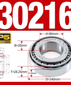 Vòng bi côn 1 dãy bi - bạc đạn bánh xe 30216  (Kích thước -  80*140*28,25 mm)