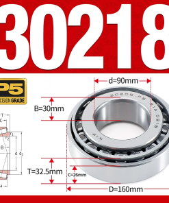 Vòng bi côn 1 dãy bi - bạc đạn bánh xe 30218  (Kích thước -  90*160*32,5 mm)