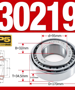 Vòng bi côn 1 dãy bi - bạc đạn bánh xe 30219  (Kích thước -  95*170*34,5 mm)