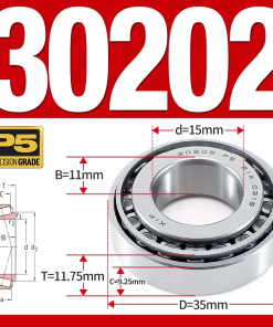 Vòng bi côn 1 dãy bi - bạc đạn bánh xe 30202  (Kích thước -  15*35*11,75 mm)