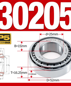 Vòng bi côn 1 dãy bi - bạc đạn bánh xe 30205  (Kích thước -  25*52*16,25 mm)