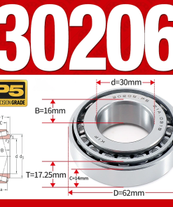Vòng bi côn 1 dãy bi - bạc đạn bánh xe 30206  (Kích thước -  30*62*17,25 mm)