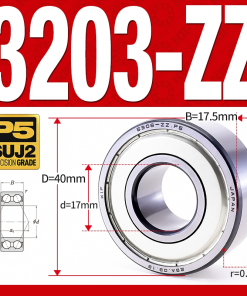 Vòng bi - bạc đạn 3203-ZZ  (Phớt kim loại -  17*40*17,5 mm)