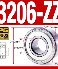 Vòng bi - bạc đạn 3206-ZZ  (Phớt kim loại -  30*62*23,8 mm)