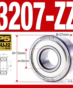 Vòng bi - bạc đạn 3207-ZZ  (Phớt kim loại -  35*72*27 mm)
