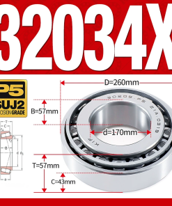 Vòng bi côn 1 dãy bi - bạc đạn bánh xe 32034X (Kích thước -  70*260*57 mm)