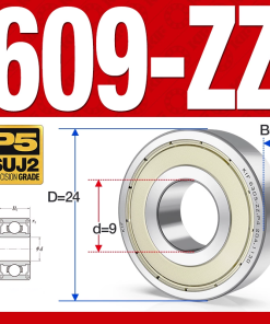 Vòng bi - bạc đạn mini  609-ZZ (Phớt kim loại -  9*24*7 mm)