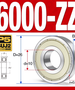 Vòng bi - bạc đạn 6000-ZZ  (Phớt kim loại - 10*26*8 mm)