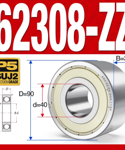 Vòng bi - bạc đạn 62308-ZZ (Bi cầu 2 dãy - Phớt kim loại - 40*90*33 mm)