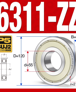 Vòng bi - bạc đạn 6311-ZZ (Phớt kim loại - 55*120*29 mm)