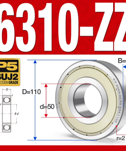 Vòng bi - bạc đạn 6310-ZZ (Phớt kim loại - 50*110*27 mm)