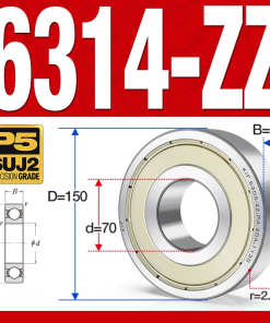 Vòng bi - bạc đạn 6314-ZZ (Phớt kim loại - 70*150*35 mm)