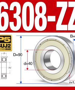 Vòng bi - bạc đạn 6308-ZZ [ (Phớt cao su -  40*90*23 mm)